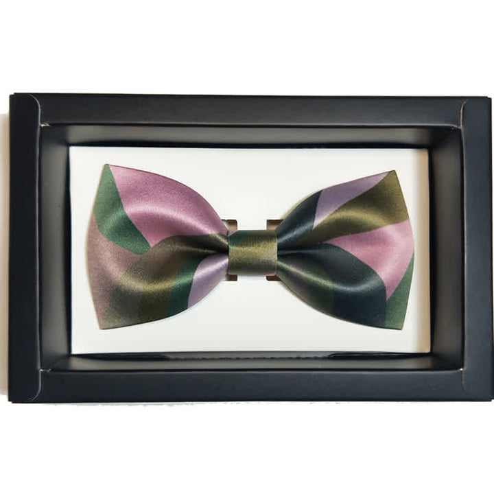 Papillon doppio strato verde foresta e rosa da uomo - Stile n. 2 - image 3