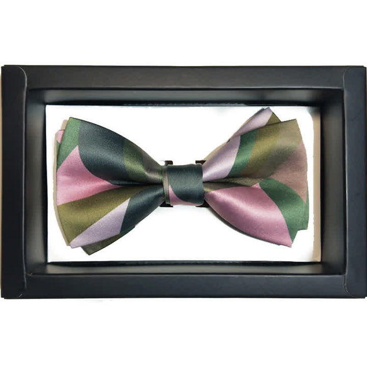 Papillon doppio strato verde foresta e rosa da uomo - Stile n. 3 - image 6