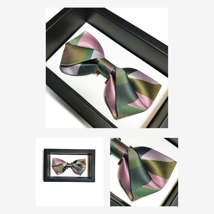 Papillon doppio strato verde foresta e rosa da uomo