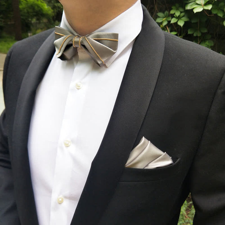 Papillon da uomo con catena in oro grigio nobile