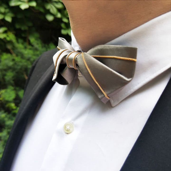 Papillon da uomo con catena in oro grigio nobile - image 6
