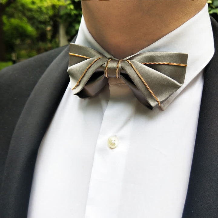Papillon da uomo con catena in oro grigio nobile