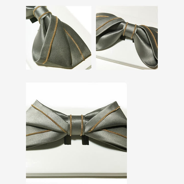 Papillon da uomo con catena in oro grigio nobile - image 3
