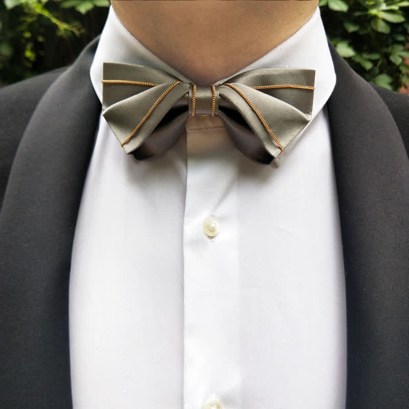 Papillon da uomo con catena in oro grigio nobile - image 1