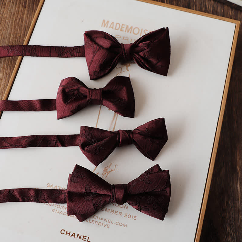 Papillon floreale vintage rosso scuro da uomo