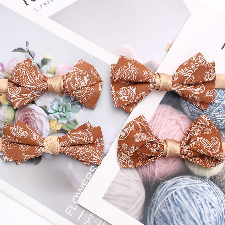 Papillon da uomo con motivo floreale Paisley arancione