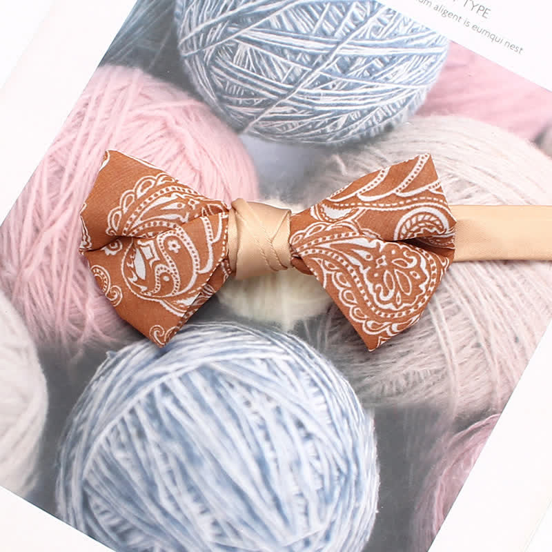 Papillon da uomo con motivo floreale Paisley arancione