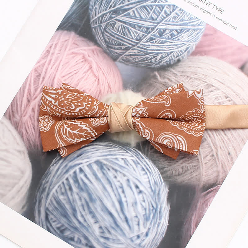 Papillon da uomo con motivo floreale Paisley arancione