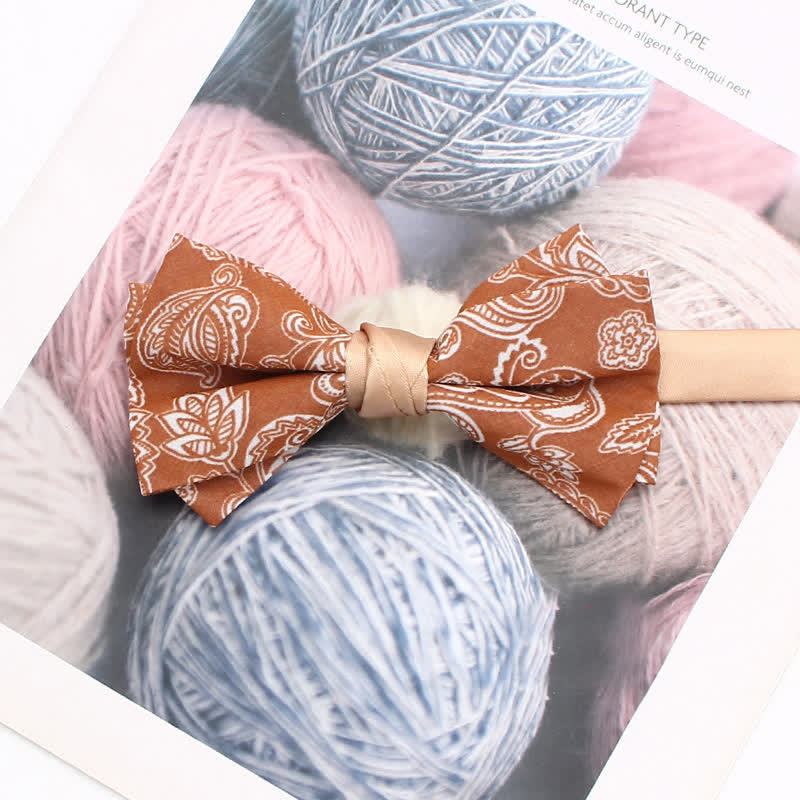 Papillon da uomo con motivo floreale Paisley arancione
