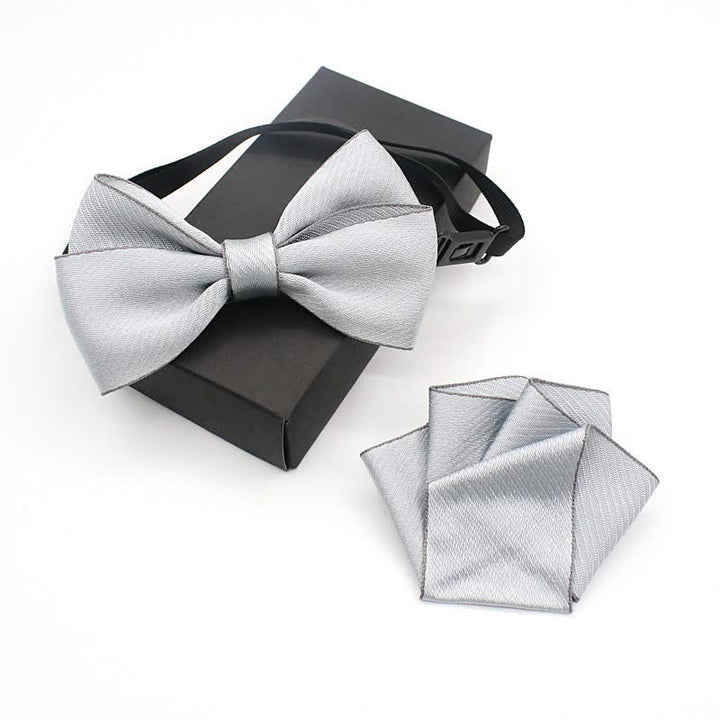 Set di 2 cravatte a farfalla piegate a tinta unita per bambini - Grigio chiaro - image 9