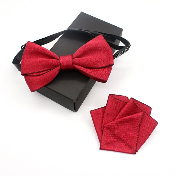 Set di 2 cravatte a farfalla piegate a tinta unita per bambini - Rosso - image 3
