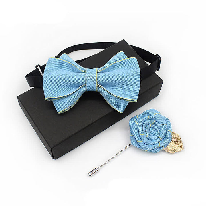Set di 2 cravatte a farfalla multistrato Little Gentleman per bambini - Azzurro cielo - image 6