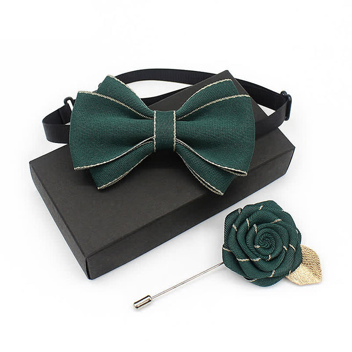 Set di 2 cravatte a farfalla multistrato Little Gentleman per bambini - Verde scuro - image 7