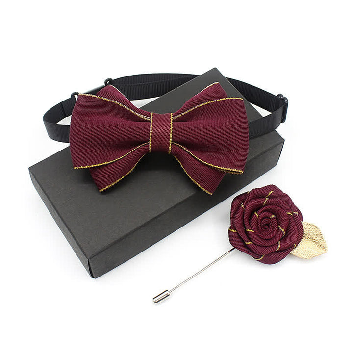 Set di 2 cravatte a farfalla multistrato Little Gentleman per bambini - Borgogna - image 8