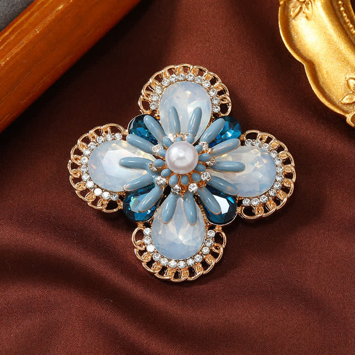 Spilla da donna vintage con fiore in opale blu - Blu - image 0