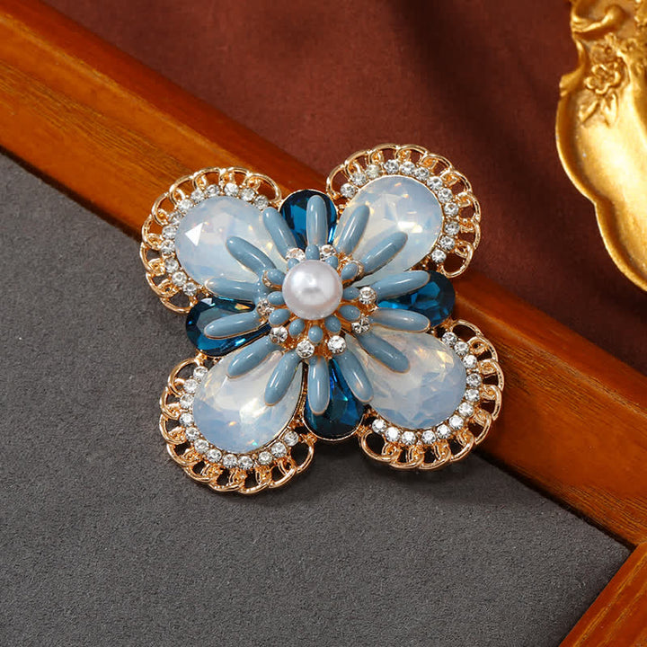 Spilla da donna vintage con fiore in opale blu