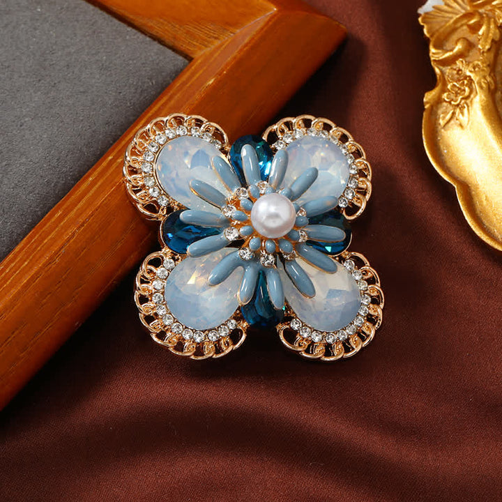 Spilla da donna vintage con fiore in opale blu