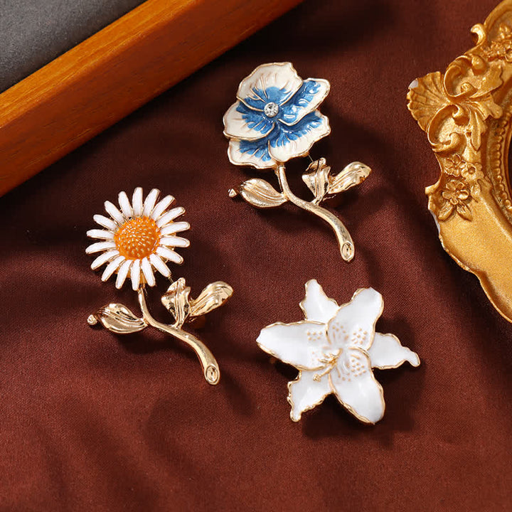 Spilla floreale in smalto con piccolo girasole da donna