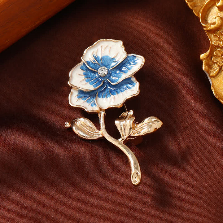Spilla floreale in smalto con piccolo girasole da donna - Orchidea blu - image 3