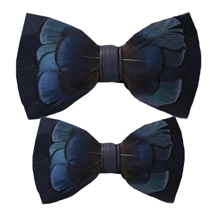 Papillon misterioso con piume blu notte per bambini con spilla da bavero - Set Genitore-Figlio - image 5