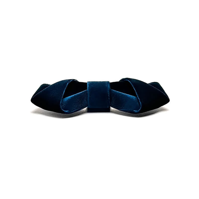 Papillon in velluto tinta unita blu da uomo