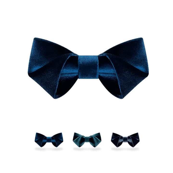 Papillon in velluto tinta unita blu da uomo