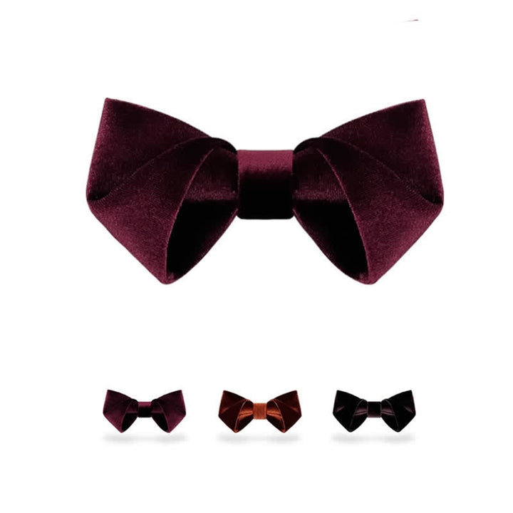 Papillon in velluto tinta unita rosso scuro da uomo