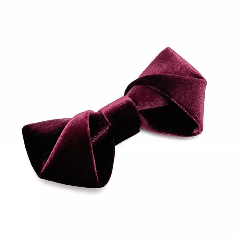 Papillon in velluto tinta unita rosso scuro da uomo