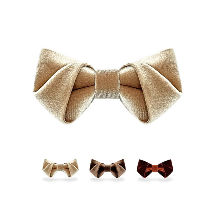 Papillon in velluto tinta unita color marrone champagne da uomo - image 0