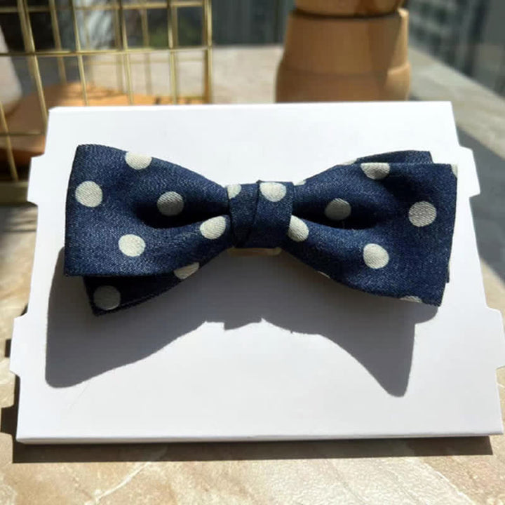 Papillon in pelle con pois blu da uomo - image 6