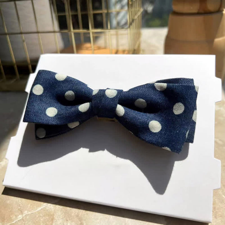 Papillon in pelle con pois blu da uomo - image 7