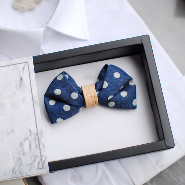 Papillon in pelle con pois blu da uomo - Stile n. 2 - image 3