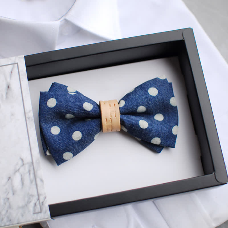 Papillon in pelle con pois blu da uomo - Stile n. 1 - image 2