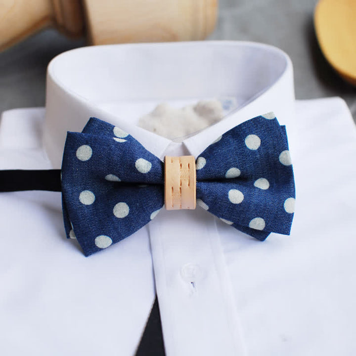 Papillon in pelle con pois blu da uomo - image 1
