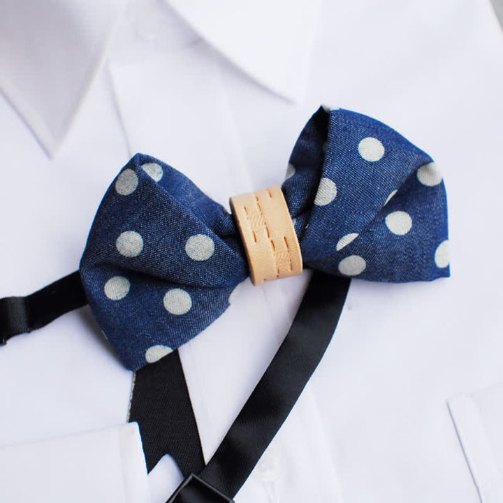 Papillon in pelle con pois blu da uomo - image 4