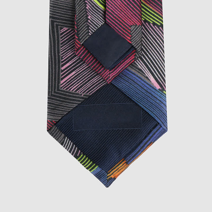 Cravatta da uomo moderna con linee geometriche multicolori