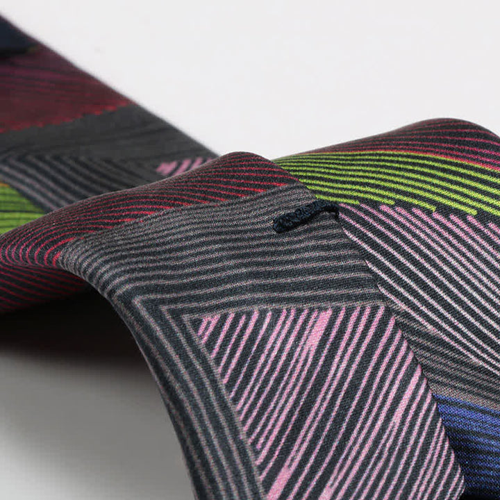 Cravatta da uomo moderna con linee geometriche multicolori