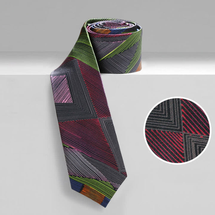 Cravatta da uomo moderna con linee geometriche multicolori