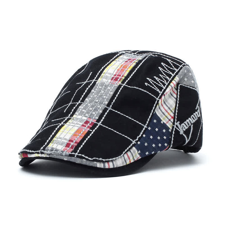 Cappello basco piatto con ricamo irregolare regolabile - Nero - Regolabile (22 1/2"-23 5/8") - image 0