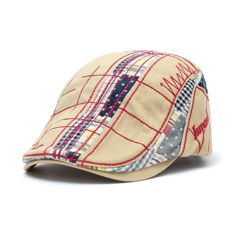 Cappello basco piatto con ricamo irregolare regolabile