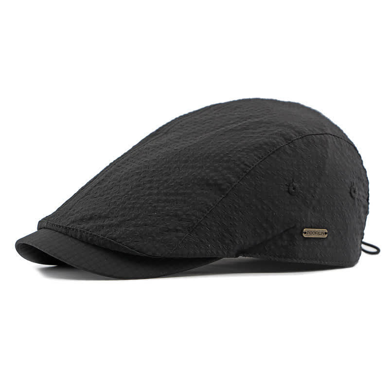 Cappello basco estivo da giornalaio con motivo scozzese retrò e fascino fresco - Nero - Regolabile (21 5/8"-23 5/8") - image 9