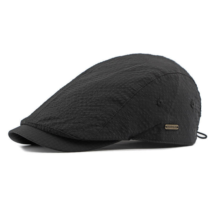 Cappello basco estivo da giornalaio con motivo scozzese retrò e fascino fresco - Nero - Regolabile (21 5/8"-23 5/8") - image 9