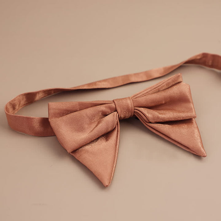 Papillon a punta oversize lucido a forma di farfalla da uomo - Salmone - Stile n. 2 - image 17