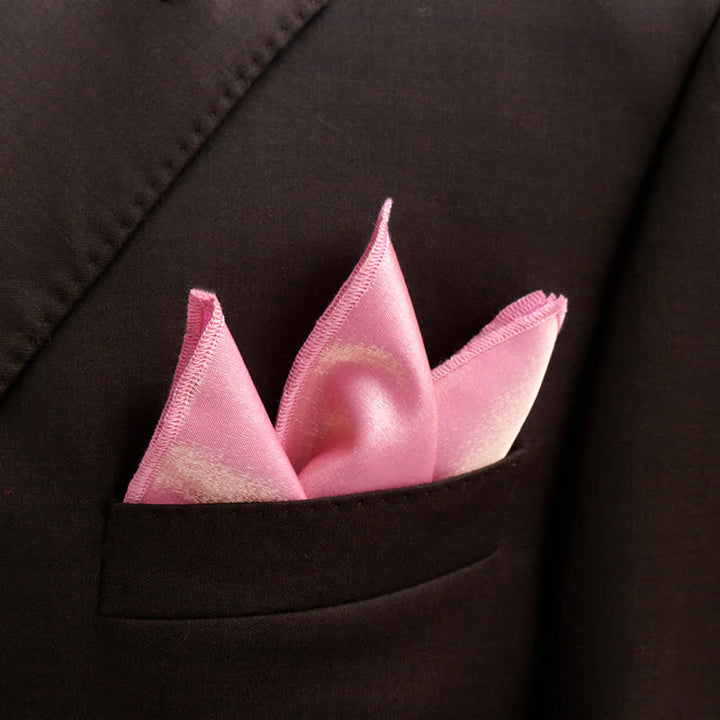Papillon da uomo a doppio strato, tinta unita e luminoso - Rosa - Fazzoletto da taschino - image 36