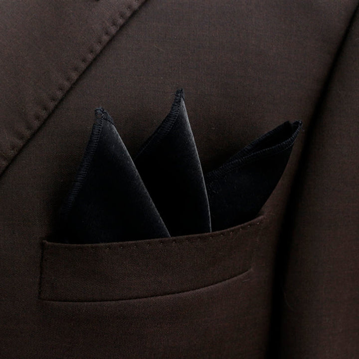 Papillon da uomo a doppio strato, tinta unita e luminoso - Nero - Fazzoletto da taschino - image 34