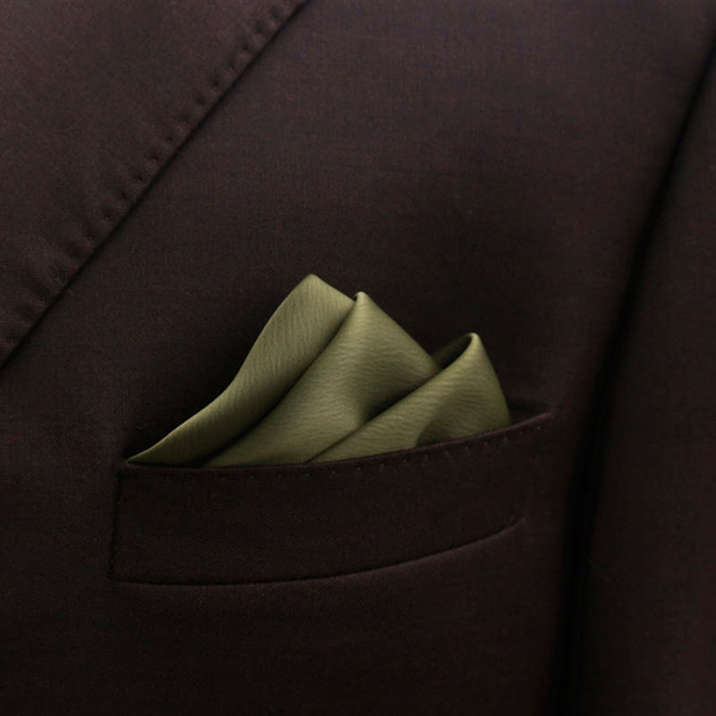 Papillon a punta tinta unita da uomo, stile bocciolo - Verde Oliva Scuro - Fazzoletto da taschino - image 18