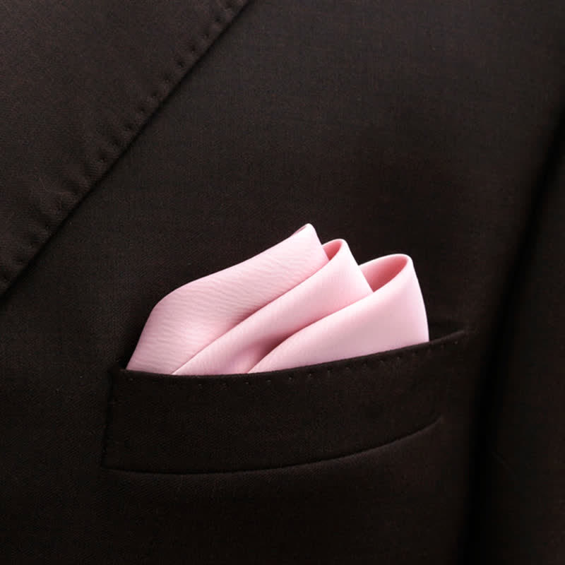 Papillon a punta tinta unita da uomo, stile bocciolo - Rosa - Fazzoletto da taschino - image 20