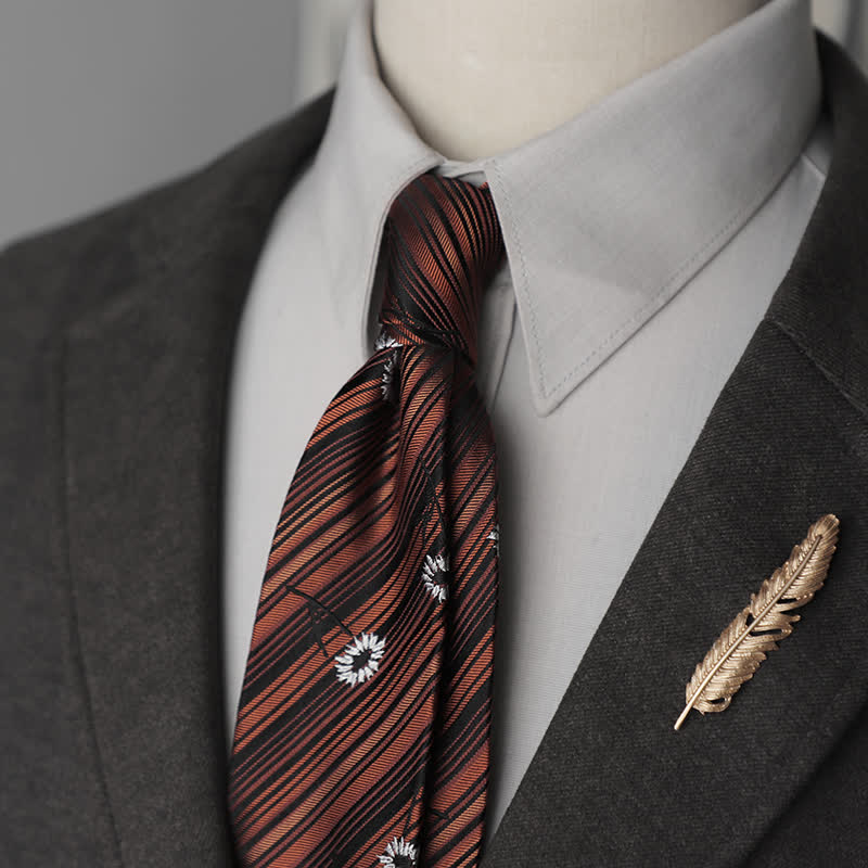 Cravatta da uomo in pura seta con motivo Paisley a righe e fiori - Stile n. 1 - image 0