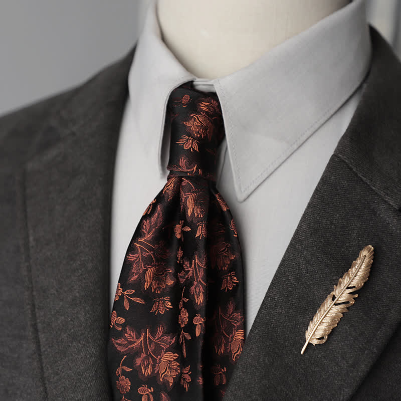 Cravatta da uomo in pura seta con motivo Paisley a righe e fiori