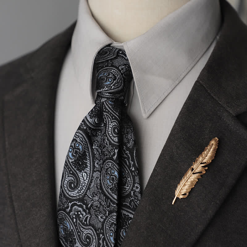 Cravatta da uomo in pura seta con motivo Paisley a righe e fiori
